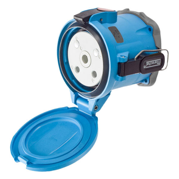 33-94045 - DS100 RECEPTACLE POLY BLUE SIZE 5 TYPE 4X 1P+N+G 100A 277 VAC 60 Hz NO AUX